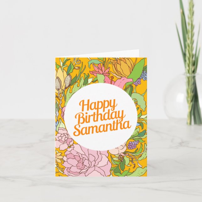 Happy Birthday Samantha| Floral Geburtskarte Karte (Vorderseite)