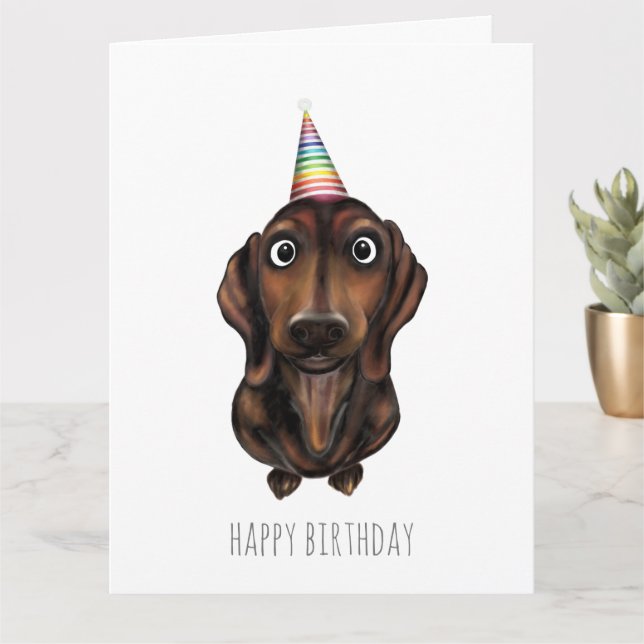 Happy Birthday Sausage Dog Karte (Kleine Pflanze)