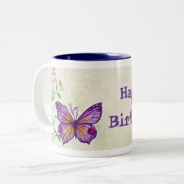 Happy Birthday Schmetterling Blume Kaffee Tasse