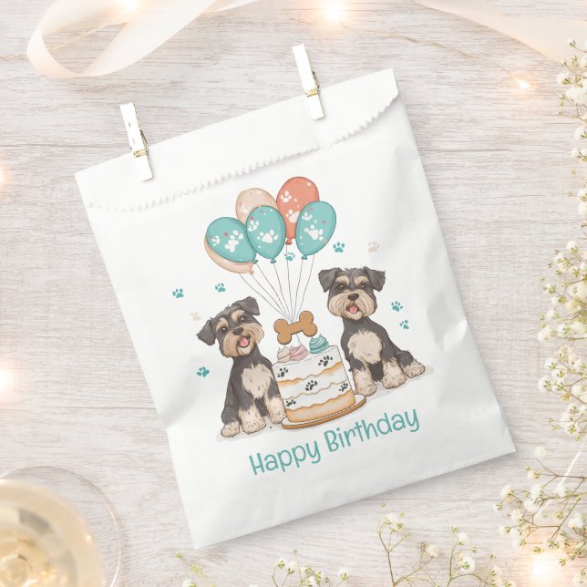 Happy Birthday Schnauzer Hunde Geschenktütchen (Ausgeschnitten)