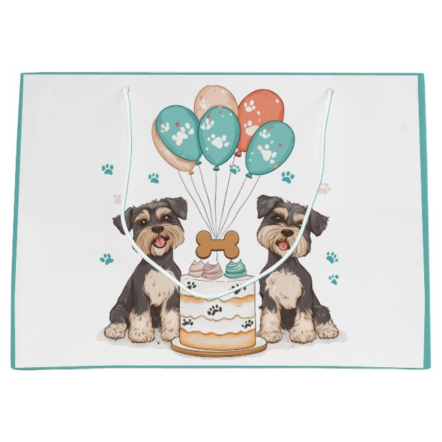Happy Birthday Schnauzer Hunde Große Geschenktüte (Vorderseite)