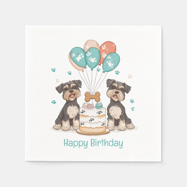 Happy Birthday Schnauzer Hunde Serviette (Vorderseite)
