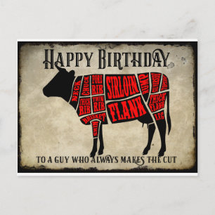Happy Birthday Schnitte von Fleisch Kuh Design Postkarte