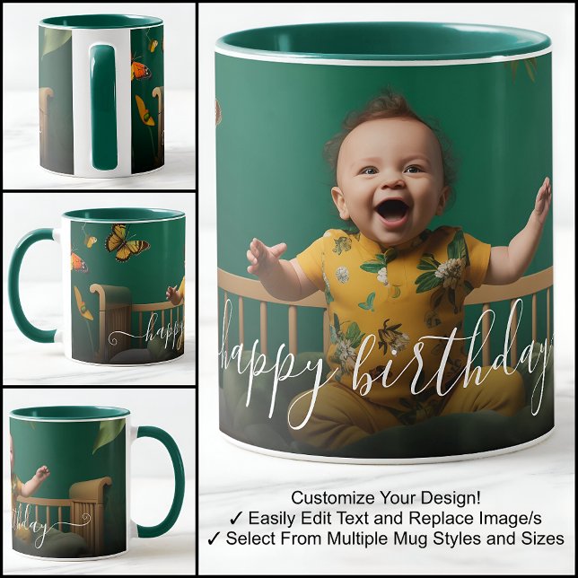 Happy Birthday Schöne Foto Vorlage Text Tasse (Von Creator hochgeladen)