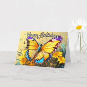 Happy Birthday   Schöne Springtime Butterfly Karte