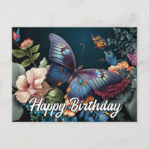 Happy Birthday Schöne Vintage Butterfly Design