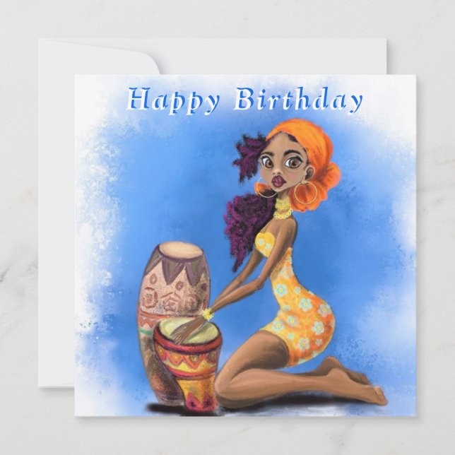 Happy Birthday - Schönes afrikanisches Drummer Gir (Vorderseite)
