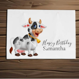 Happy Birthday schwarz-weiß Kuh Große Geschenktüte