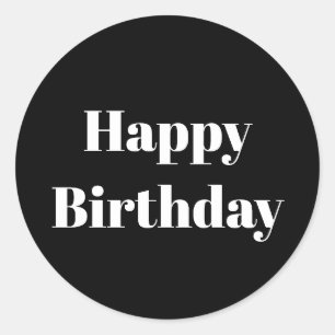 Happy Birthday Schwarz-weiß Minimalistisch Moderne Runder Aufkleber