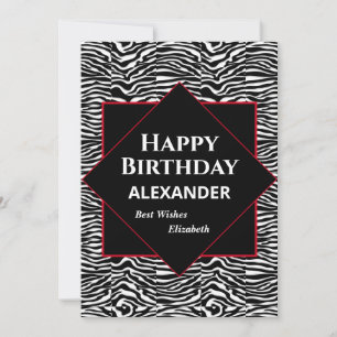 Happy Birthday Schwarz-weiß Pattern Custom Card