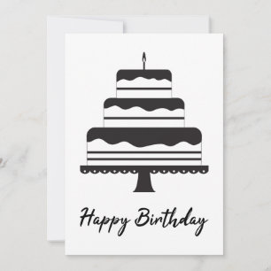 Happy Birthday   Schwarz-weiße Cake Card