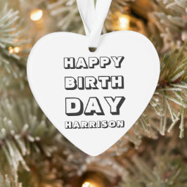 Happy Birthday Schwarz-weißen individuelle Name We Ornament