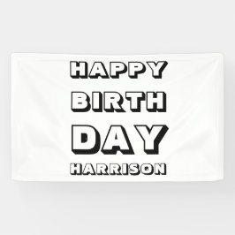 Happy Birthday Schwarz-weißer individuelle Name Mo Banner
