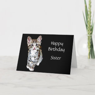 Happy Birthday Schwester Custom Special Kitty wüns Karte