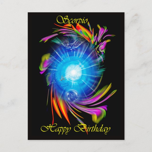 Happy Birthday Scorpio Postkarte (Vorderseite)