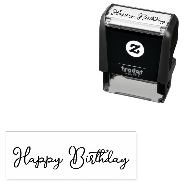 Happy Birthday Script Cursive Text Template Permastempel (Beispiel)