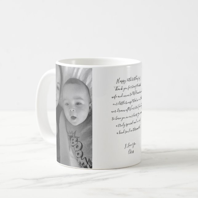 Happy Birthday Script Foto Baby Mum Birthday Gesch Kaffeetasse (Vorderseite Links)