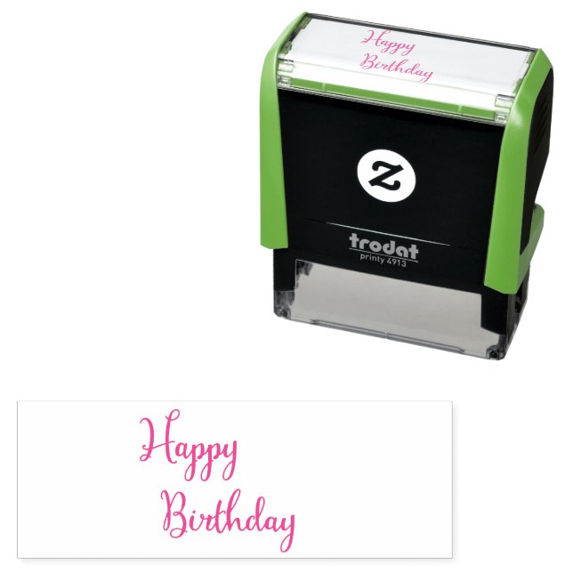 Happy Birthday Script Text Custom Color Ink Permastempel (Beispiel)
