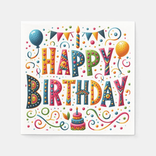 Happy Birthday Serviette (Vorderseite)