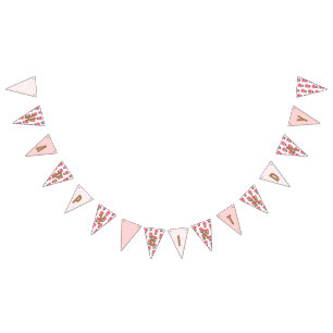 Happy Birthday Shabby Chic Pink Rose Polka Dots Wimpelkette