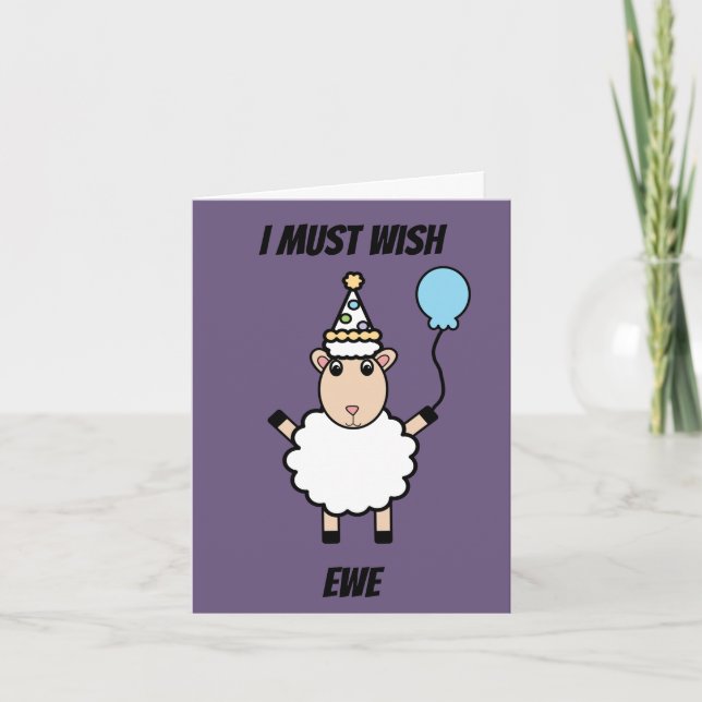 Happy Birthday Sheep Wish Ewe Funny Personalize Karte (Vorderseite)