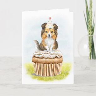 Happy Birthday Sheltie Pup Cake Birthday Card Dankeskarte
