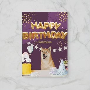 Happy Birthday Shiba Inu Balloons Card Karte