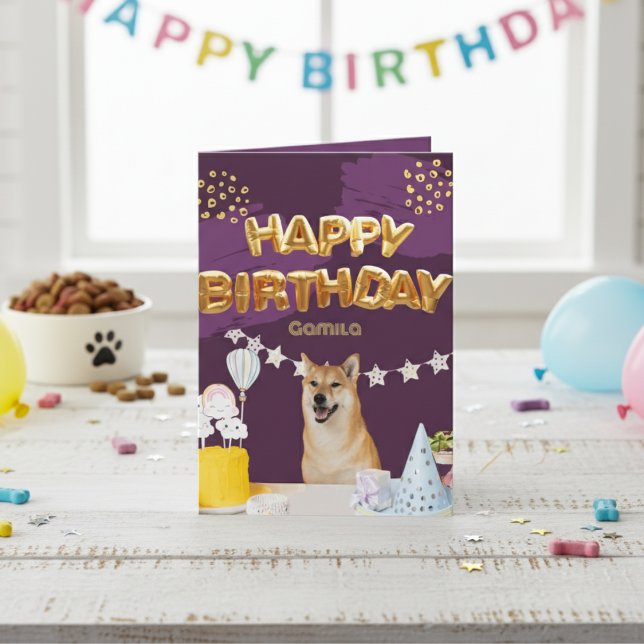 Happy Birthday Shiba Inu Balloons Card Karte (Happy Birthday Shiba Inu Balloons Card)