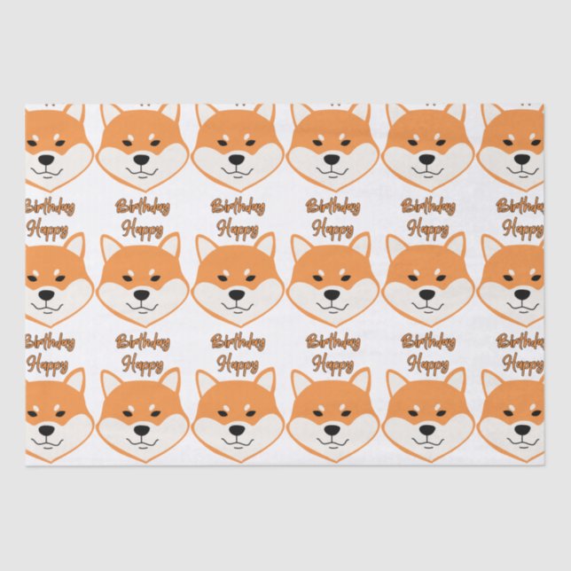 Happy Birthday Shiba Inu Original Tissue Paper Seidenpapier (Vorderseite)