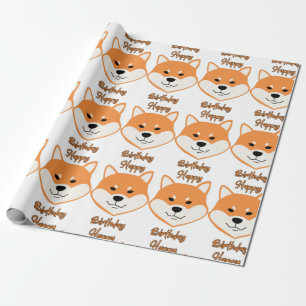 Happy Birthday Shiba Inu Original Wrapping Paper Geschenkpapier