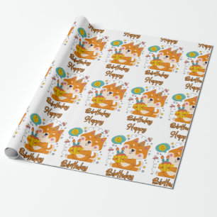 Happy Birthday Shiba Inu Wrapping Paper Geschenkpapier