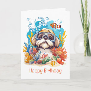 Happy Birthday Shih Tzu Dog Schnorcheln Korallenri Karte