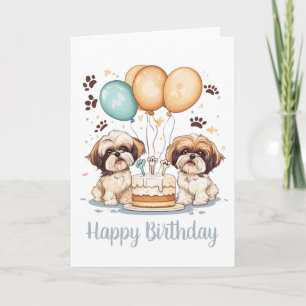 Happy Birthday Shih Tzu Dogs Geburtstagskuchen Karte