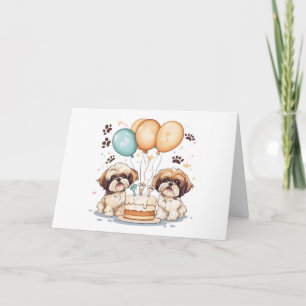 Happy Birthday Shih Tzu Dogs Geburtstagskuchen Karte