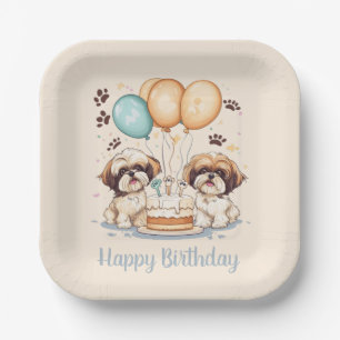 Happy Birthday Shih Tzu Dogs Geburtstagskuchen Pappteller