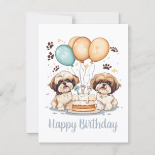 Happy Birthday Shih Tzu Dogs Geburtstagskuchen Postkarte