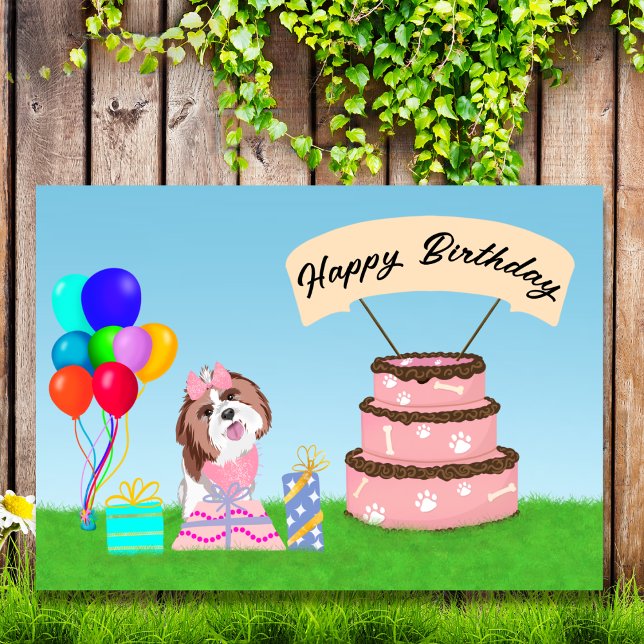 Happy Birthday Shih Tzu mit Cake Karte (Von Creator hochgeladen)