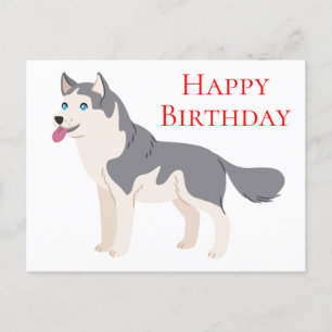 Happy Birthday Siberian Husky Puppy Dog Postkarte
