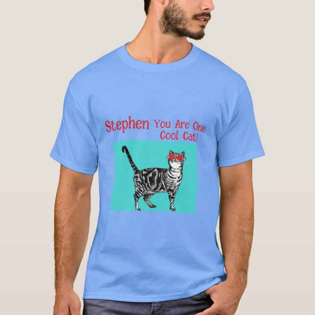 Happy Birthday Sie Cool Tabby Cat Mens Husband T-Shirt (Vorderseite)
