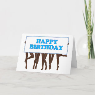 Happy Birthday sign held by a line of girls Karte