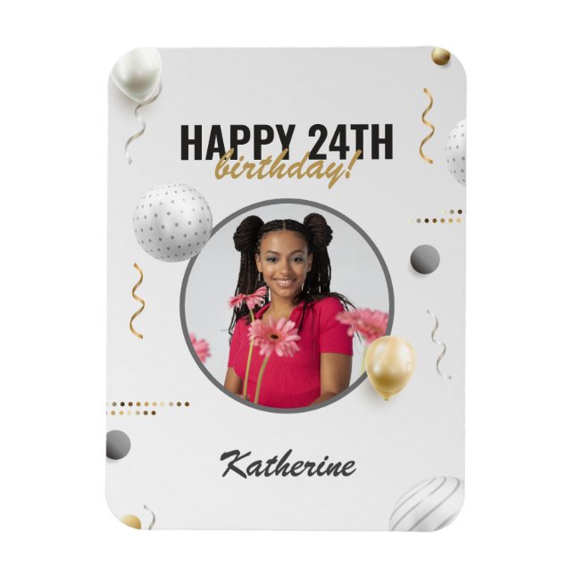 Happy Birthday Simple Custom Foto Gift Magnet (Vertikal)