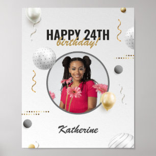 Happy Birthday Simple Custom Foto Gift Poster