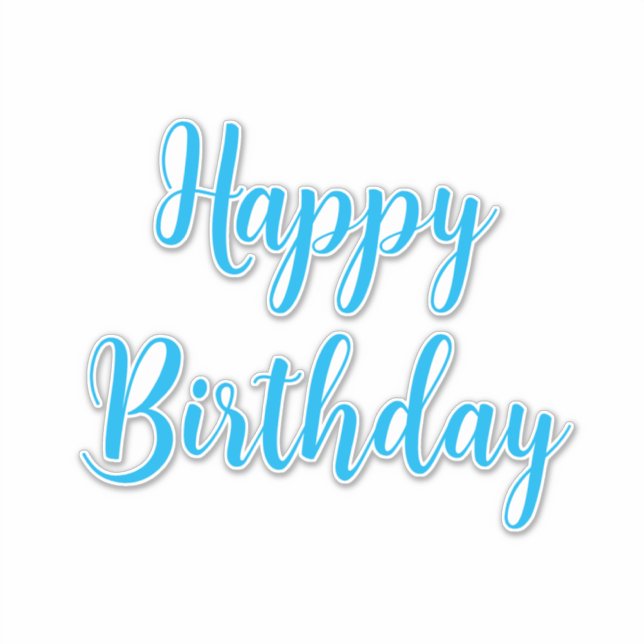 Happy Birthday Simple Minimalistisch Blue Typograf Aufkleber (Vorderseite)