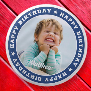 Happy Birthday Simple Modern Custom Foto Button
