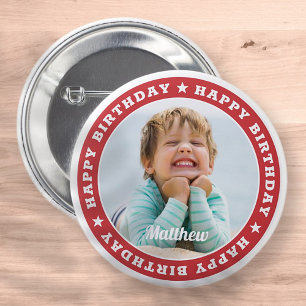 Happy Birthday Simple Modern Custom Foto Button