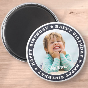 Happy Birthday Simple Modern Custom Foto Magnet