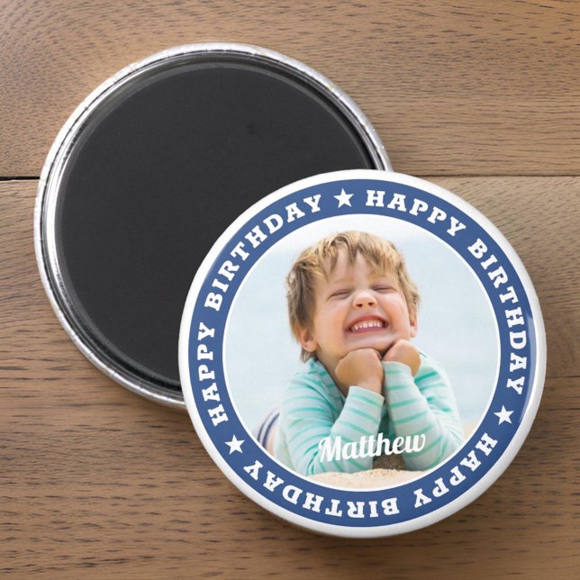 Happy Birthday Simple Modern Custom Foto Magnet (Von Creator hochgeladen)