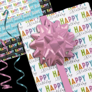 Happy Birthday Simple Typografy Geschenkpapier Set