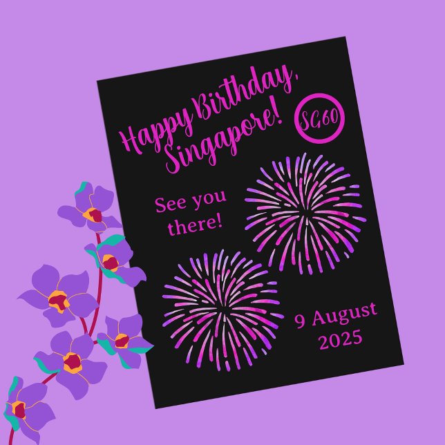 Happy Birthday Singapore National Day Postcard Postkarte (Von Creator hochgeladen)