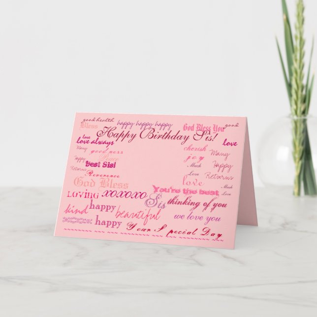 "Happy Birthday Sis!"karte Karte (Vorderseite)